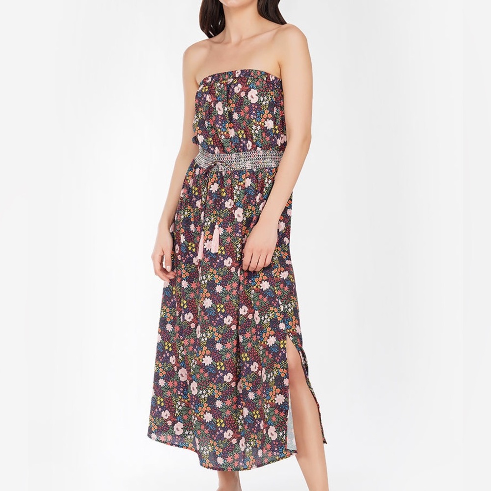 DITSY FLORAL FIESTA MAXI DRESS with Tassels size medium